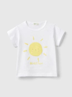 Zdjęcie produktu Benetton, Organic Cotton T-shirt With Print, size 56, White, Kids United Colors of Benetton