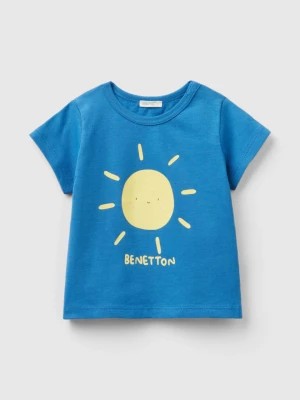 Zdjęcie produktu Benetton, Organic Cotton T-shirt With Print, size 62, Blue, Kids United Colors of Benetton