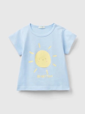 Zdjęcie produktu Benetton, Organic Cotton T-shirt With Print, size 74, Sky Blue, Kids United Colors of Benetton