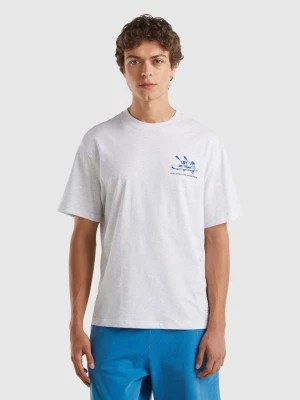 Zdjęcie produktu Benetton, Oversize T-shirt With Print, size S, Light Gray, Men United Colors of Benetton