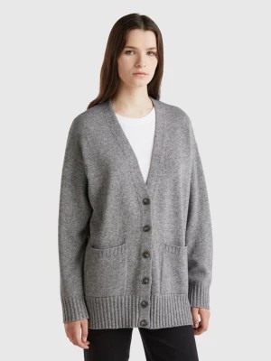 Zdjęcie produktu Benetton, Oversized Fit Cardigan In Wool Blend, size S, Gray, Women United Colors of Benetton