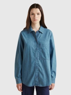 Zdjęcie produktu Benetton, Oversized Fit Shirt In Chambray, size M, Light Blue, Women United Colors of Benetton