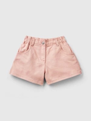 Zdjęcie produktu Benetton, Paperbag Shorts In Stretch Cotton, size 90, Pastel Pink, Kids United Colors of Benetton