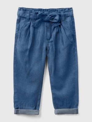 Zdjęcie produktu Benetton, Paperbag Trousers With Belt, size 110, Blue, Kids United Colors of Benetton