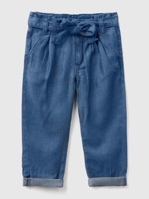 Zdjęcie produktu Benetton, Paperbag Trousers With Belt, size 82, Blue, Kids United Colors of Benetton