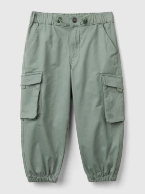 Zdjęcie produktu Benetton, Parachute Trousers In Stretch Cotton, size 116, Light Green, Kids United Colors of Benetton