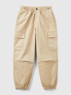 Zdjęcie produktu Benetton, Parachute Trousers In Stretch Cotton, size 2XL, Beige, Kids United Colors of Benetton