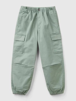 Zdjęcie produktu Benetton, Parachute Trousers In Stretch Cotton, size 3XL, Light Green, Kids United Colors of Benetton