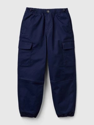 Zdjęcie produktu Benetton, Parachute Trousers In Stretch Cotton, size L, Dark Blue, Kids United Colors of Benetton