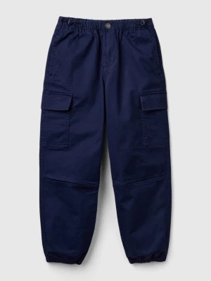 Zdjęcie produktu Benetton, Parachute Trousers In Stretch Cotton, size S, Dark Blue, Kids United Colors of Benetton