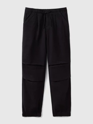 Zdjęcie produktu Benetton, Parachute Trousers With Drawstring, size S, Black, Kids United Colors of Benetton
