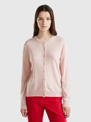 Zdjęcie produktu Benetton, Pastel Pink Cardigan In Wool And Cashmere Blend, size XL, Pastel Pink, Women United Colors of Benetton