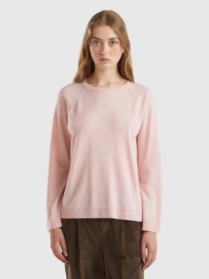 Zdjęcie produktu Benetton, Pastel Pink Crew Neck Sweater In Wool And Cashmere Blend, size L, Pastel Pink, Women United Colors of Benetton