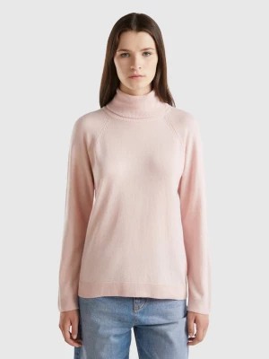 Zdjęcie produktu Benetton, Pastel Pink Turtleneck In Wool And Cashmere Blend, size M, Pastel Pink, Women United Colors of Benetton