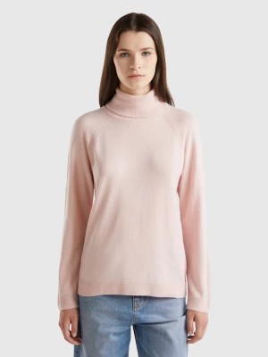 Zdjęcie produktu Benetton, Pastel Pink Turtleneck In Wool And Cashmere Blend, size XS, Pastel Pink, Women United Colors of Benetton