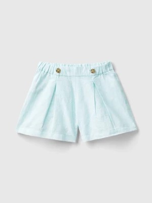 Zdjęcie produktu Benetton, Patterned Bermudas In Linen Blend, size 104, Aqua, Kids United Colors of Benetton