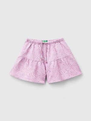 Zdjęcie produktu Benetton, Patterned Bermudas In Linen Blend, size L, Lilac, Kids United Colors of Benetton