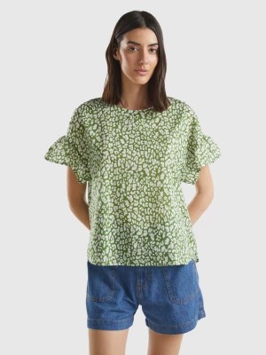 Zdjęcie produktu Benetton, Patterned Blouse In Light Cotton, size XL, Green, Women United Colors of Benetton