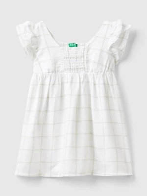 Zdjęcie produktu Benetton, Patterned Dress In Linen Blend, size 110, White, Kids United Colors of Benetton