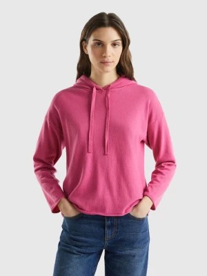 Zdjęcie produktu Benetton, Pink Cashmere Blend Sweater With Hood, size L, Pink, Women United Colors of Benetton