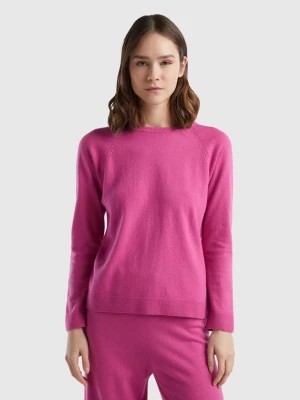 Zdjęcie produktu Benetton, Pink Crew Neck Sweater In Cashmere And Wool Blend, size M, Pink, Women United Colors of Benetton