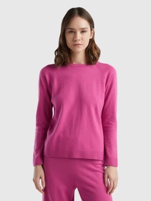 Zdjęcie produktu Benetton, Pink Crew Neck Sweater In Cashmere And Wool Blend, size S, Pink, Women United Colors of Benetton