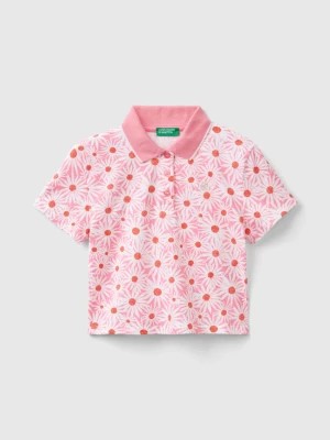 Zdjęcie produktu Benetton, Pink Polo Shirt With Floral Print, size S, Pink, Kids United Colors of Benetton