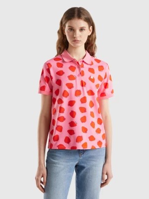 Zdjęcie produktu Benetton, Pink Polo With Strawberry Pattern, size M, Pink, Women United Colors of Benetton