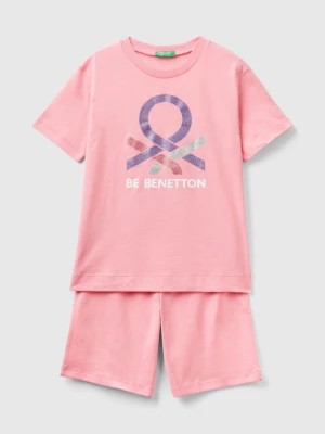 Zdjęcie produktu Benetton, Pink Short Pyjamas With Glittery Logo, size 2XL, Pink, Kids United Colors of Benetton