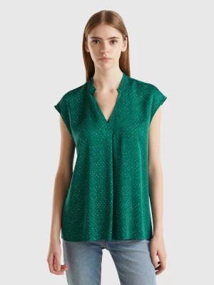 Zdjęcie produktu Benetton, Polka Dot Blouse In Sustainable Viscose, size L, Dark Green, Women United Colors of Benetton