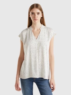 Zdjęcie produktu Benetton, Polka Dot Blouse In Sustainable Viscose, size M, Creamy White, Women United Colors of Benetton