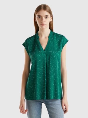 Zdjęcie produktu Benetton, Polka Dot Blouse In Viscose, size XL, Dark Green, Women United Colors of Benetton