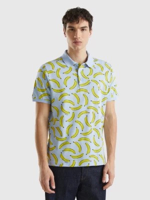 Zdjęcie produktu Benetton, Polo With Banana Pattern In Organic Cotton, size S, Sky Blue, Men United Colors of Benetton