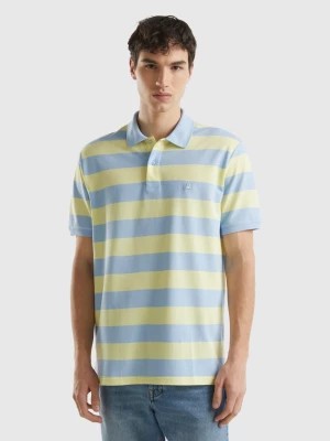 Zdjęcie produktu Benetton, Polo With Sky Blue And Light Yellow Stripes, size L, Multi-color, Men United Colors of Benetton