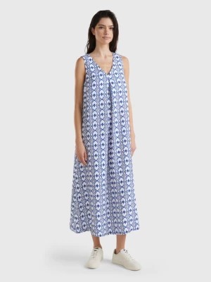 Zdjęcie produktu Benetton, Printed Linen Dress, size S, Blue, Women United Colors of Benetton