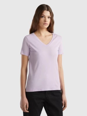 Zdjęcie produktu Benetton, Pure Cotton T-shirt With V-neck, size S, Lilac, Women United Colors of Benetton