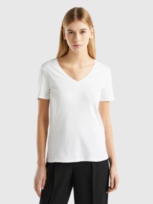 Zdjęcie produktu Benetton, Pure Cotton T-shirt With V-neck, size XL, White, Women United Colors of Benetton