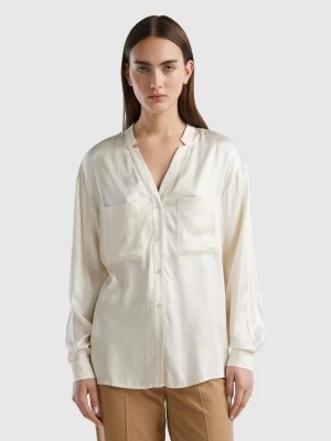 Zdjęcie produktu Benetton, Pure Viscose Shirt With Pockets, size XXS, Creamy White, Women United Colors of Benetton