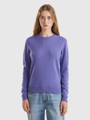 Zdjęcie produktu Benetton, Purple Crew Neck Sweater In Pure Merino Wool, size L, , Women United Colors of Benetton