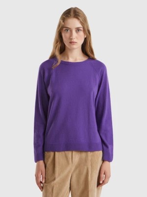 Zdjęcie produktu Benetton, Purple Crew Neck Sweater In Wool And Cashmere Blend, size M, , Women United Colors of Benetton