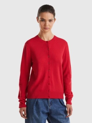 Zdjęcie produktu Benetton, Red Plum Crew Neck Cardigan In Pure Merino Wool, size XL, Plum, Women United Colors of Benetton