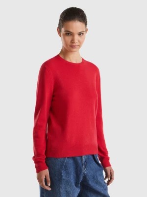 Zdjęcie produktu Benetton, Red Plum Crew Neck Sweater In Pure Merino Wool, size M, Plum, Women United Colors of Benetton