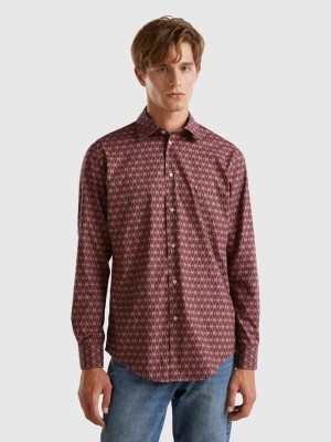 Zdjęcie produktu Benetton, Regular Fit Patterned Shirt, size L, Brown, Men United Colors of Benetton