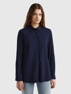 Zdjęcie produktu Benetton, Regular Fit Shirt In Sustainable Viscose, size XL, Dark Blue, Women United Colors of Benetton