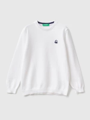 Zdjęcie produktu Benetton, Regular Fit Sweater In 100% Cotton, size 104, White, Kids United Colors of Benetton