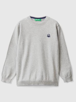 Zdjęcie produktu Benetton, Regular Fit Sweater In 100% Cotton, size 82, Light Gray, Kids United Colors of Benetton