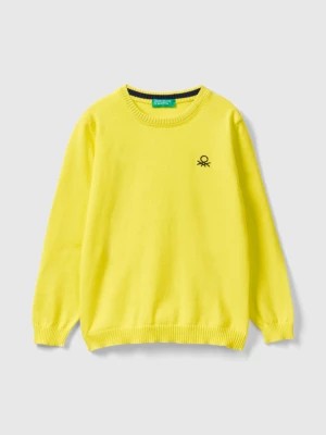 Zdjęcie produktu Benetton, Regular Fit Sweater In 100% Cotton, size 98, Yellow, Kids United Colors of Benetton