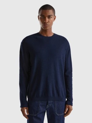 Zdjęcie produktu Benetton, Regular Fit Sweater In Linen Blend, size XL, Dark Blue, Men United Colors of Benetton