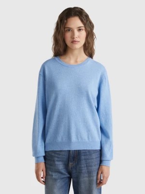 Zdjęcie produktu Benetton, Relaxed Fit Pure Merino Wool Sweater, size L, Sky Blue, Women United Colors of Benetton