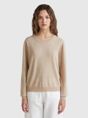 Zdjęcie produktu Benetton, Relaxed Fit Pure Merino Wool Sweater, size M, Beige, Women United Colors of Benetton